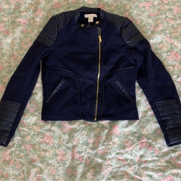 H&M Jackets & Blazers - H&M Pleather and Tweed Motorcycle Jacket